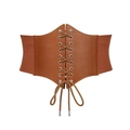Klassiek bruin imitatieleren korset met veters aan de voorkant en elastische band - 73cm / Bruin