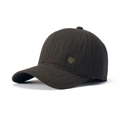 Dunkelbraune Winter-Baseballkappe für Herren mit feinen Streifen und warmem Plüschfutter - Camel