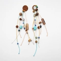 Boho-Ohrringe mit Türkissteinen, Holzperlen und bunten Quasten im Ethno-Stil für Damen - Silbernadel-Silber-Bunt