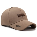 Khaki canvas baseball cap with STARS embroidery and black graffiti patterns - Adjustable / Dark Beige with Coffee Embroidery