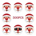 Set da 500 pezzi di 8 adesivi con espressioni di Babbo Natale per etichette regalo di Natale - Serie di Espressioni di Babbo Natale (A) / 1,5 pollici/38 mm (500 pezzi/rotolo)