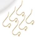 Set of 5 golden pearlescent ear hooks for DIY earring making and jewelry components - Simple Ball Ear Hook (20*12mm)