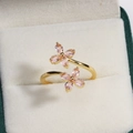 Bague dorée réglable avec pierres marquises roses dans son luxueux écrin en velours - Or / Style Marquise Double Fleur Rose (Style 27)