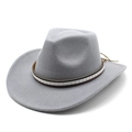 Close-up of a light grey cowboy hat featuring a silver star studded decorative band - M (56-58cm) / Light Gray