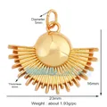 Golden sunburst fan pendant charm with radiating stripes for DIY jewelry making - Gold Radiant Fan Sun Flower