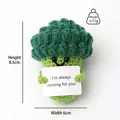 Handmade crochet broccoli doll with motivational card, size 8.5x6cm for desk decor - Broccoli I Card