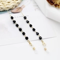 Golden eyewear chain with faceted black beads and lobster clasps for glasses and masks - Black Multi-faceted Crystal