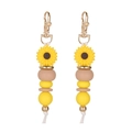 Gänseblümchen Perlen Schlüsselanhänger mit Sonnenblumen-Charm und Quasten - Gelb