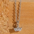 Silver crown necklace pendant with sparkling cubic zirconia on an O-chain link - Crown / Silver