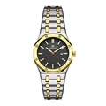 Men's quartz watch featuring silver and gold stainless steel band with black checkered dial - Two Tone Black Dial Women