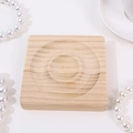 Square wooden jewelry display tray with double circular grooves in natural wood finish - Solid Wood / Natural Wood Square