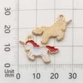 Gold-plated unicorn charms with enamel inlay on measuring grid showing 20mm size - Red White Running Unicorn