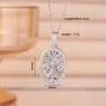 Ciondolo a croce argento vintage con pietre di zircone colorate e catena da 40 cm - Stile Albero della Vita Ovale Zirconia Colorata (Argento 2657)
