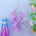 Purple dream catcher with feathers and beads against a soft blue studio backdrop - Standard Type / Purple