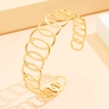 Bracciale rigido ovale geometrico cavo in acciaio inossidabile placcato oro 18 carati - Oro