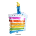 Rainbow birthday cake balloon with candles and 55x93cm size for party decor - Large Colored Stripe Cake