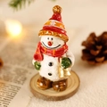 Miniatur-Weihnachtsschneemann mit gestreiftem Hut und goldener Glocke auf Holzsockel - Nr. 9 Schneemann (Mit goldener Glocke)