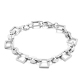 Modern silver stainless steel bracelet featuring hollow square and solid round geometric links - Oval Style Silver (KB160620-Z)