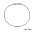 Sleek stainless steel round snake chain bracelet in silver color with lobster clasp - 2mm x 19cm / Steel