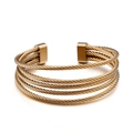 Minimalist gold multi-layer twisted cable cuff bracelet with polished square ends - Gold (KB86951-Z)