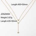 Detail showing dimensions and 3.67g weight of gold double-layer Y-chain with zircons - JDN20650-Double Layer Zircon
