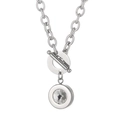 Silver thick chain necklace with OT toggle clasp and round crystal pendant - Silver Chain White Stone Style (KN16523-Z)