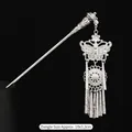 Silver Miao Hmong style hair pin with butterfly pendant and long tassels, size 10x3.2cm - 3-Butterfly Hairpin