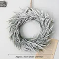 35cm Nordic white frosted Christmas wreath with Happy Christmas sign for door decor - North Pole Wreath (Outer Diameter Approx. 35cm)