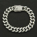 Hip hop Miami Cuban link bracelet with iced-out diamonds and silver metal finish - 7 Inches (Approx 18cm) / Silver