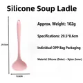 Mestolo in silicone rosa per alimenti con manico lungo, dimensioni di 29,5 cm x 8,6 cm - Grande (Spesso) / Rosa