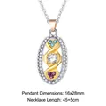 Pendentif ovale élégant bicolore avec pierres en forme de cœur et zircons brillants - Amour Éternel Ovale