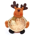 Large Christmas reindeer bamboo basket for candy storage and holiday party decoration - Reindeer Basket Style 2