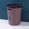 Minimalist dark purple plastic garbage bin with handles and black ring for bag fixing - Small / Coffee