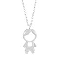 Polished silver boy pendant necklace with hollow design on a classic link chain - Silver Hollow Boy Style (KN226800-Z)
