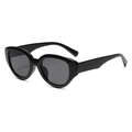 Occhiali da sole cat-eye neri classici con montura in resina lucida e vista a 45 gradi - Grigio Scuro