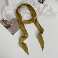 Ginger yellow long silk ribbon scarf for hair and bag handles in a stylish flat lay setup - 200cm / Turmeric
