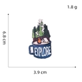 Macro shot showing dimensions 3.9x6.8cm of embroidered explore patch for outdoor gear - Style 9/Explore Cup