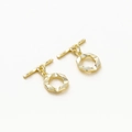 Golden hexagon OT toggle clasp set for jewelry making in polished 14k gold plated copper - 14K Embossed OT Clasp - 2Pcs/Pack