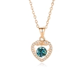 S925 sterling silver heart necklace with blue moissanite in rose gold finish - 925 Silver / Moissanite Green Rose Gold (FDTD-021-莫桑绿钻玫瑰金色)