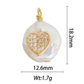 Baroque pearl pendant with gold heart charm and dimensions 18.2mm by 12.6mm - DZ-1381 Full Zirconia Heart