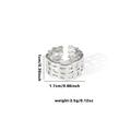 Detailed size chart showing 1cm width and 1.7cm diameter for the silver open ring - TYR0367 / Silver Hollow Braided