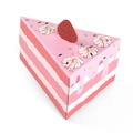 Dreieckige Geschenkschachtel mit Erdbeerkuchen-Muster für Partyartikel und Süßigkeiten - Rosa Schicht Erdbeere Stil / 14.5x11x7.5cm