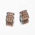 Two champagne crystal rhinestone rondelle spacer beads with polished metal base - 10pcs/Pack / Champagne