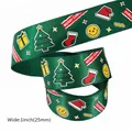 Dark green 1 inch Christmas grosgrain ribbon with trees and Merry Christmas text - Dark Green Christmas Elements Mix (Style 10)