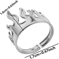 Detailansicht des verstellbaren Rings aus 304 Edelstahl mit Flammenausschnitt und Maßen - Silber