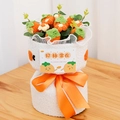 Handmade crochet persimmon bouquet with orange ribbon and lucky message card - 6 Persimmons Bouquet