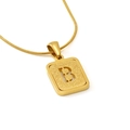 Collar de acero inoxidable dorado con colgante de letra B arenada y cadena de serpiente - Letra B / Dorado