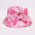 Pink heart and floral pattern bucket hat with sun protection for women and couples - Pink Heart Floral Print Style