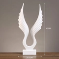 White modern angel wings sculpture decoration with square base for home shelf - 7121S-03 White Angel Wings-Large