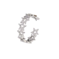 Adjustable silver open ring featuring a continuous hollow star pattern design - Hollow Star-Silver